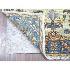 3'1"x17'5" Gray Aryana Grade Heriz All Over Design Hand Knotted Wool Round Rug