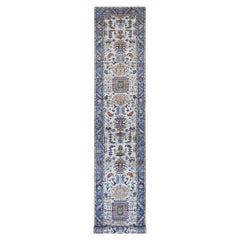 3'1"x17'5" Gray Aryana Grade Heriz All Over Design Hand Knotted Wool Round Rug