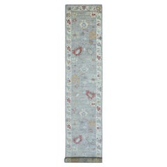 3'1 "x17'6" Grau Angora Oushak mit Pop der Farbe Hand geknüpft weiche Wolle Läufer Ru