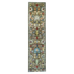 3'1"x17'7" Brown Heriz All Over Design Aryana Grade Hand Knotted Wool Runner Rug