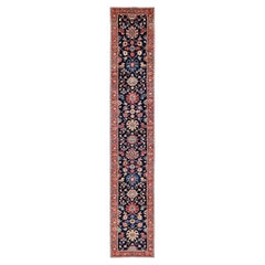 3'1"x19'1" Midnight Blue Heriz All Over Design Hand Knotted Soft Wool Runner Rug