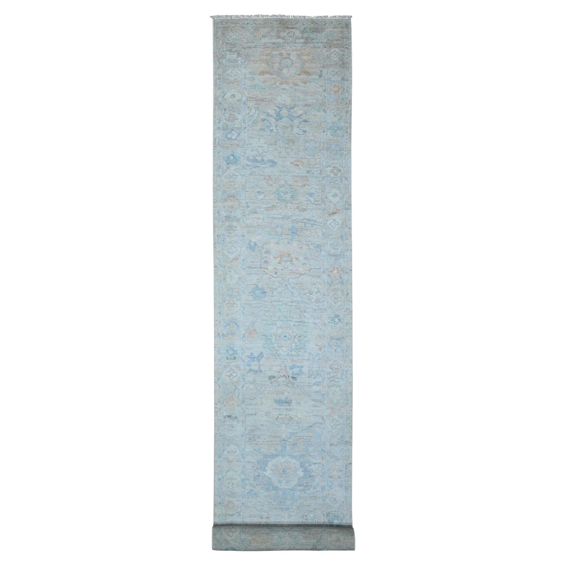 3'1"x19'10" Gainsboro Gray Angora Oushak Oversized Oriental Runner Rug