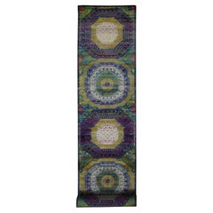 3'1 "x19'3" Giallo dorato Mamluke Design Seta e Lana annodato a mano Runner Rugs
