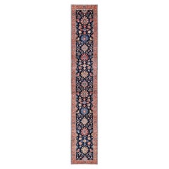 3'1"x19'5" Midnight Blue Heriz All Over Design Hand Knotted Soft Wool Runner Rug