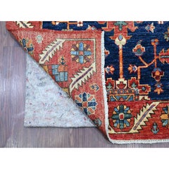 3'1"x19'6" Yale Blue Heriz All Over Design Hand Knotted Wool Runner Oriental Rug