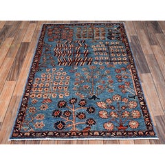 3'1"x4'10" Marlin Blue Bakhtiar Design Aryana Grade Hand Knotted Soft Wool Rug