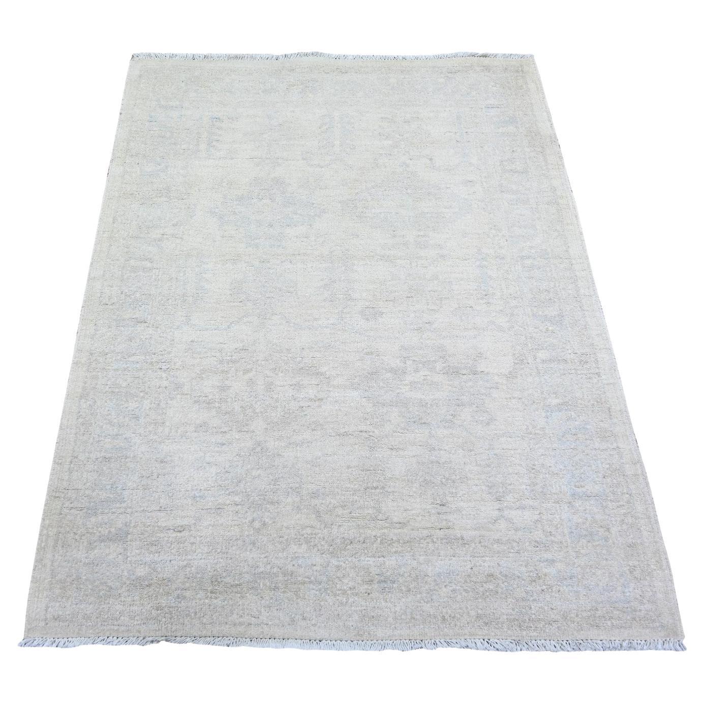 3
1 "x4
10" Weißer Wash Peshawar Wolle Handgeknüpfter Orientteppich