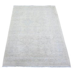 3
1 "x4
10" Weißer Wash Peshawar Wolle Handgeknüpfter Orientteppich