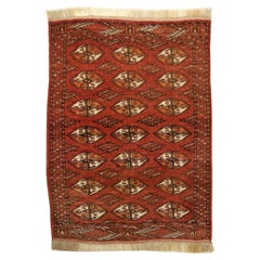3'1"x4'2" Antique Turkmen Bokhara Vintage Ersari Rug Tribal Carpet hand-knotted