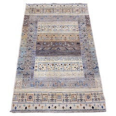 3'1"x4'8" Brown Fine Kashkuli Gabbeh Animal Figurines Hand Knotted Pure Wool Rug