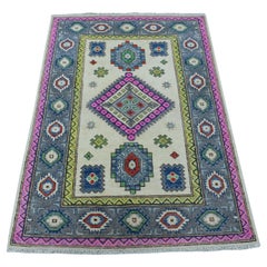 3
1 "x4
9" Bunte Elfenbein Fusion Kazak Reine Wolle Hand geknüpft Orientteppich