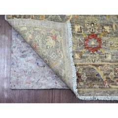 3'1"x4'9" Gray Afghan Peshawar Heriz All Over Design Hand Knotted Pure Wool Rug