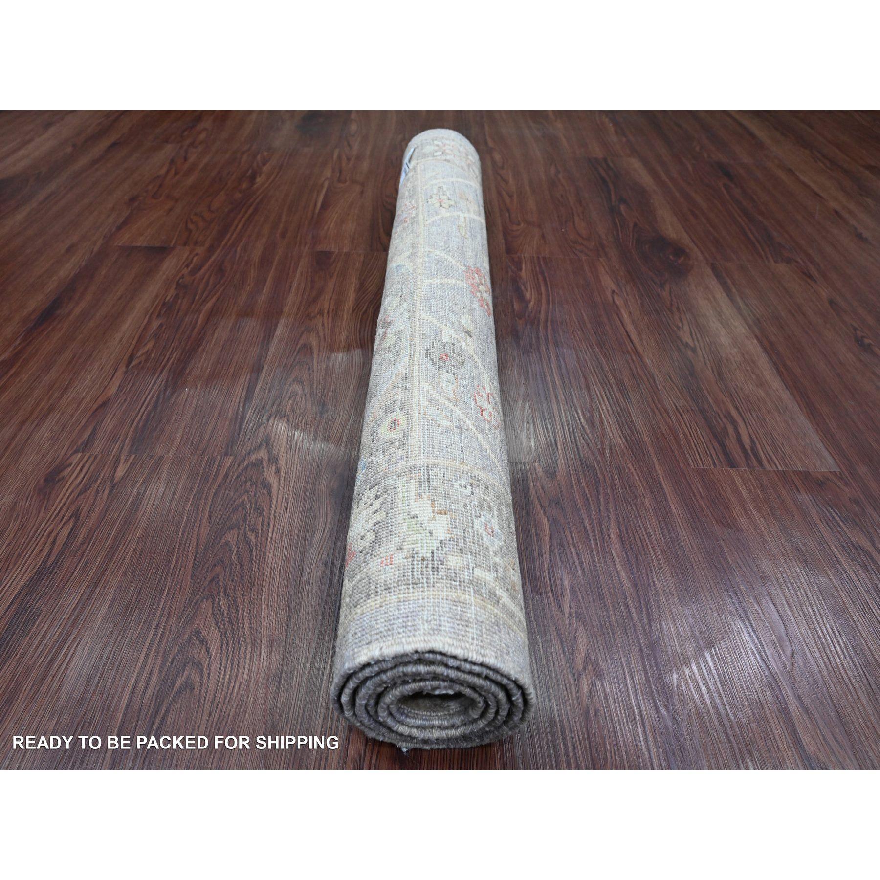 Annodato a mano Tappeto Afghano Peshawar Heriz Grigio 3'1 