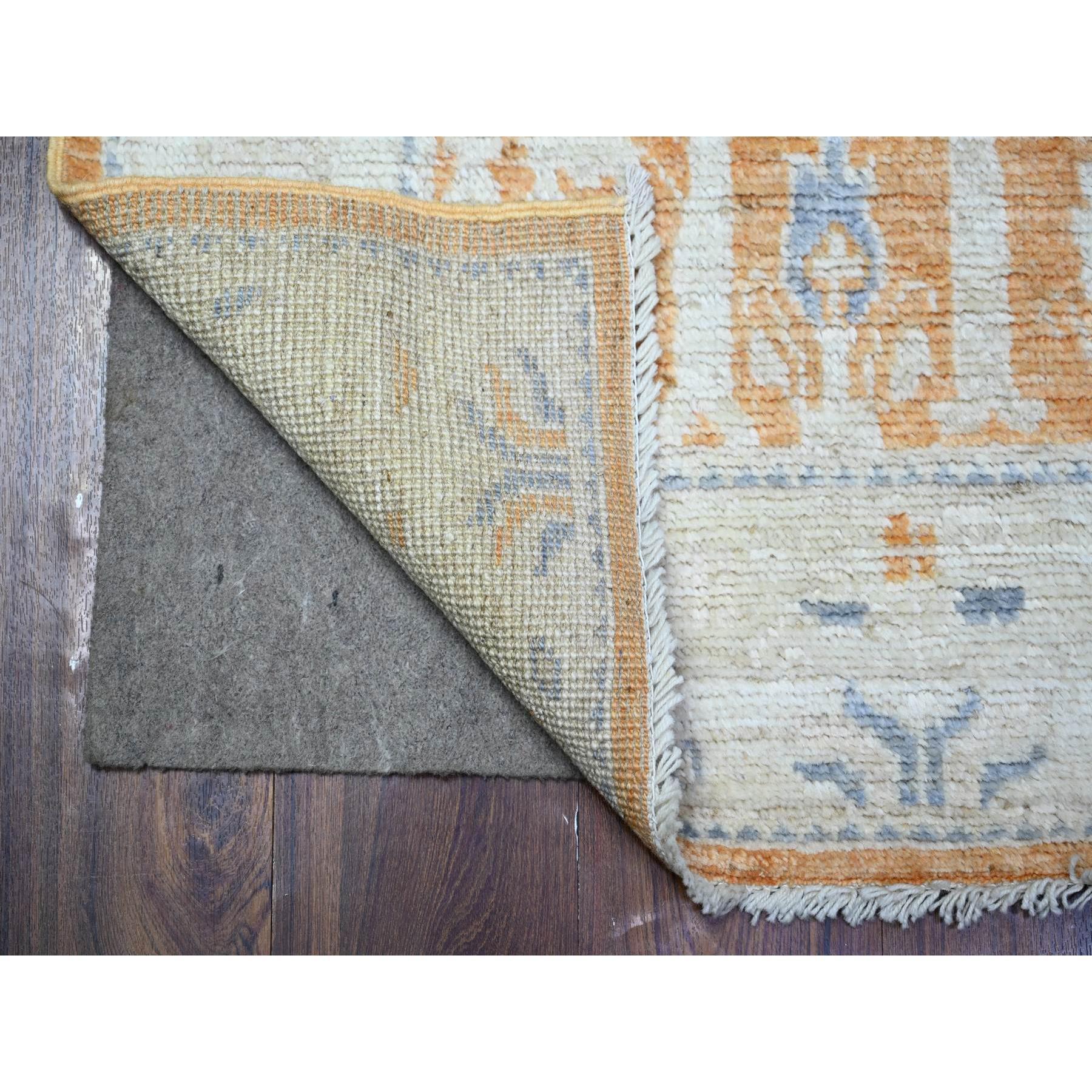 This is a truly genuine one-of-a-kind Afghan Angora Oushak, Hand Knotted, Pure Wool, Oriental Rug. It has been Knotted for months and months in the centuries-old weaving craftsmanship techniques by expert artisans.
Primary materials: Wool
Latex: No
