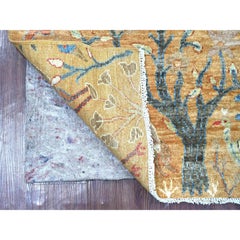 3'1"x5' Brown Hand Knotted Peshawar Birds of Paradise Design Wool Oriental Rug