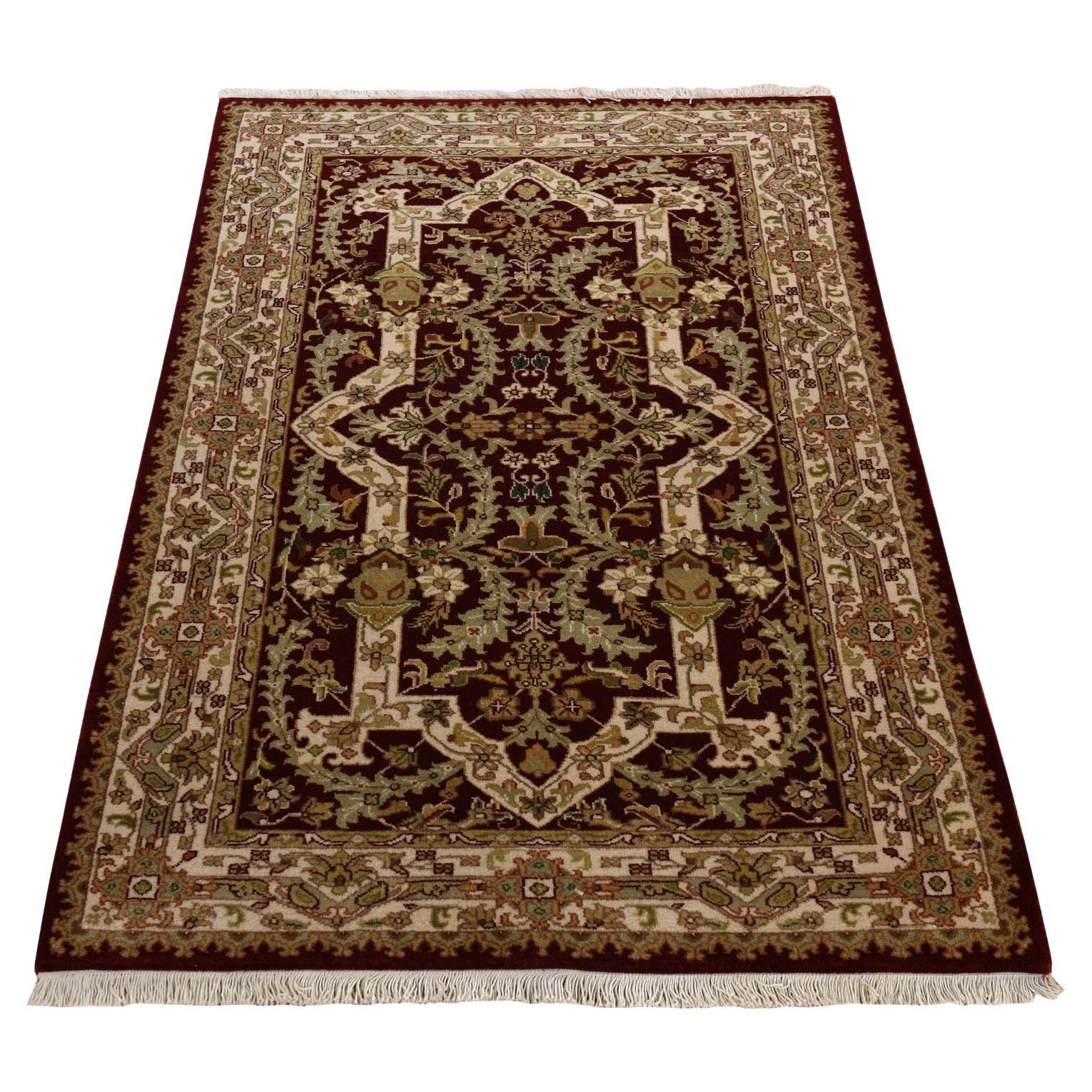 3
1 "x5
 Bourgogne rouge Tapis de laine néo-zélandais noué à la main 300 KPSI en vente