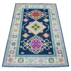 3
1"x5
 Colorful Navy Blue Fusion Kazak Pure Wool Hand Knotted Oriental Rug