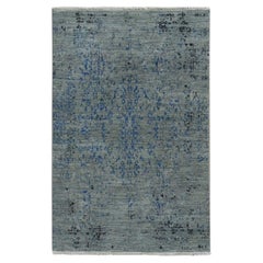 3
1"x5
 Fossil Gray Wool and Silk Broken Design Tone on Tone Hand Knotted Rug