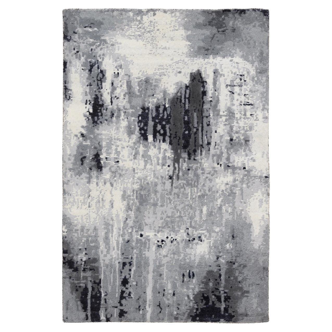3'1 "x5' Ivory Abstract Design Wool and Silk Hand Knotsted Oriental Rug (tapis oriental en laine et soie noués à la main)
