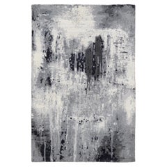 3'1 "x5' Avorio Disegno Astratto Lana e Seta Annodato a Mano Tappeto Orientale