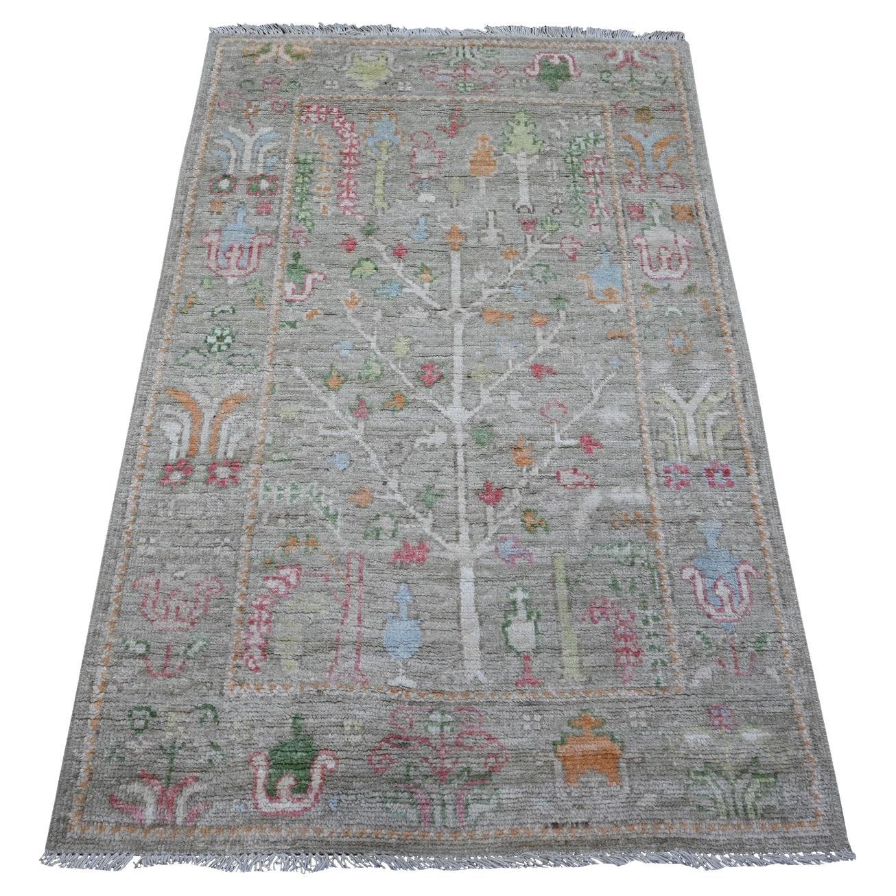 3
1"x5
 Laurel Green Afghan Angora Oushak Vegetable Dyes Oriental Rug