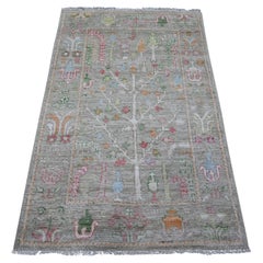 3
1"x5
 Laurel Green Afghan Angora Oushak Vegetable Dyes Oriental Rug