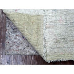 3'1"x5' Light Gray Afghan Angora Oushak Vines Design Hand Knotted Wool Rug