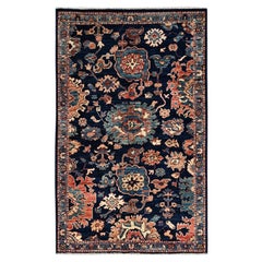 3'1"x5' Midnight Blue Aryana Grade Heriz All Over Design Hand Knotted Wool Rug