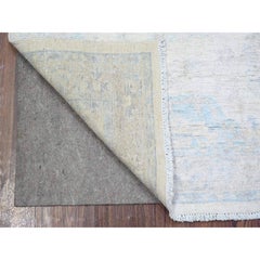 3'1"x5' Night White Wool Hand Knotted White Wash Peshawar Oriental Rug