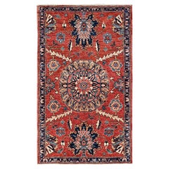3'1"x5' Red Northwest Persian Flower Design Hand Knotted All Wool Oriental Rug