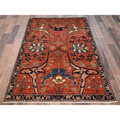 3'1 "x5' Rust Red Annodato a mano Bijar Garus Design in pura lana Aryana Grade Rug