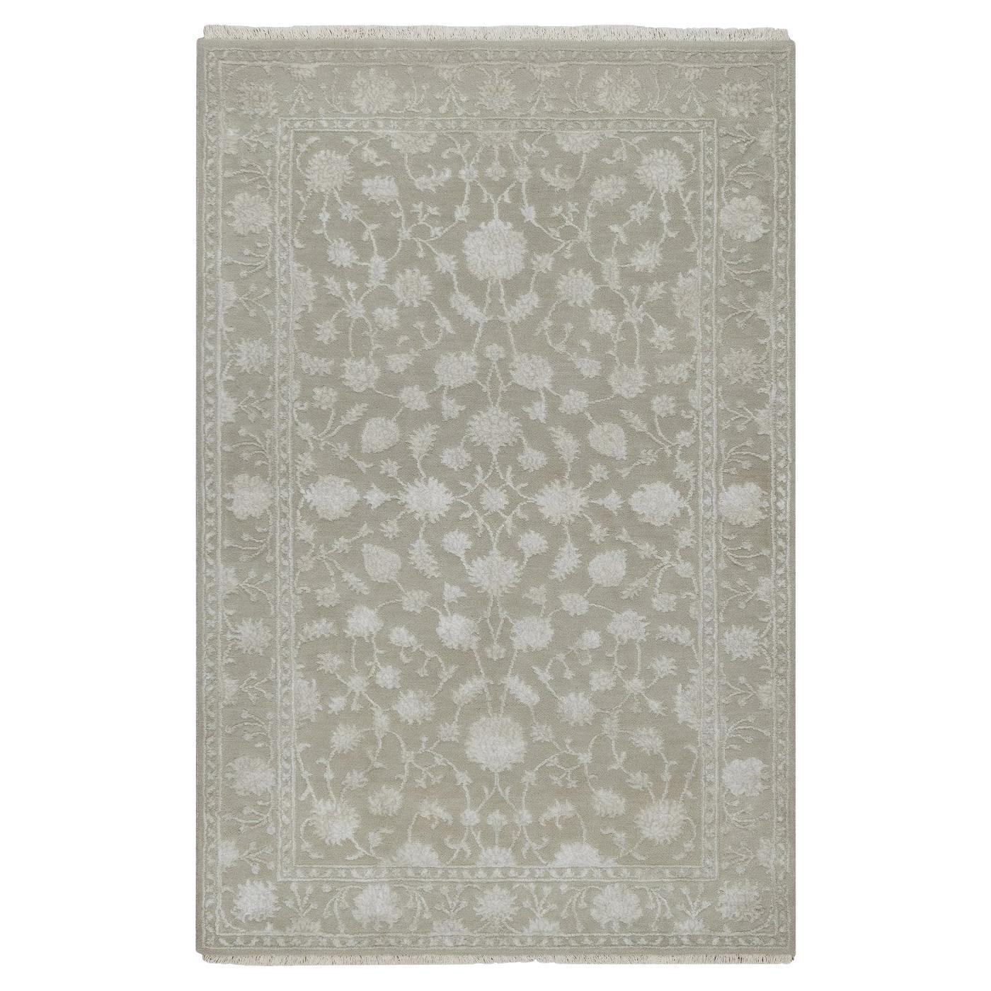 3'1 "x5' Stone Gray Tappeto orientale in lana e seta con disegno persiano annodato a mano in vendita