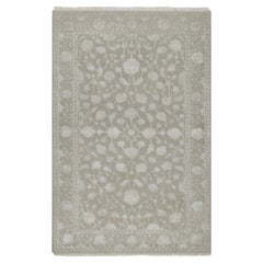 3'1 "x5' Stone Gray Tapis d'Orient en laine et soie, noué à la main, au design persan