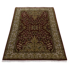 3'1"x5' Wine Red Hand Knotted 300 KPSI Persian Design New Zealand Wool Rug