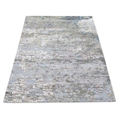 3'1 "x5'1" Tapis noué à la main en laine à motif abstrait, tissage plus dense, nœud persan