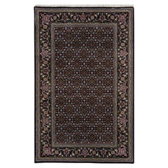 3
1"x5
1" Eerie Black Wool 175 KPSI Mahi Tabriz Hand Knotted Oriental Rug