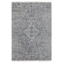 3
1 "x5
1" Grau Persisch Gelöscht Design Seide Mit Strukturierter Wolle Handgeknüpft Teppich