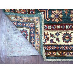 3'1 "x5'1" Vert Vegetable Dyes Afghan Super Kazak Tapis en pure laine noué à la main