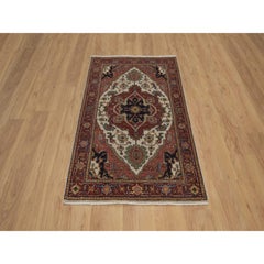 3'1 "x5'1" Elfenbein Antik Fein Heriz Re-Creation Weiche Wolle Hand geknüpft Teppich