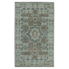 3'1"x5'1" Pistachio Green Hand Knotted Mamluk Design Pure Wool Oriental Rug