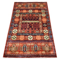 3'1 "x5'1" Rouge Afghan Ersari Animal Figurines Laine Douce Knots Rugs