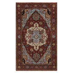 3
1"x5
1" Red Antiqued Fine Heriz Re-Creation Hand Knotted New Zealand Wool Rug