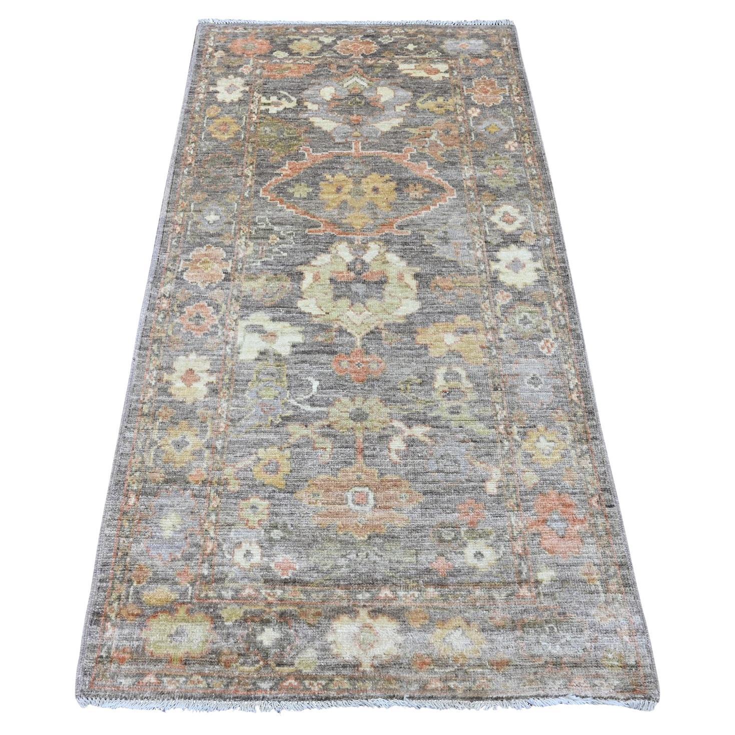 3'1 "x5'10" Brown Afghan Angora Oushak Leaf Design Hand Knotsted Wool Runner Rugs (tapis de course en laine nouée à la main)