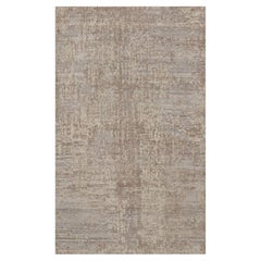 3'1"x5'2" Brown Hand Knotted Modern Erased Design Undyed Natural Wool Rug