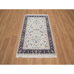 3'1"x5'2" Ivory Hand Knotted Nain Wool and Silk Soft Hand Knotted 250 KPSI Rug