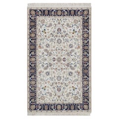 3'1"x5'2" Ivory Hand Knotted Nain Wool and Silk Soft Hand Knotted 250 KPSI Rug