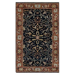3'1"x5'2" Midnight Blue All Over Vines Design Hand Knotted Organic Wool Rug
