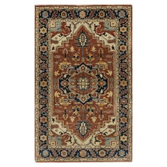 3
1 "x5
2" Roter handgeknüpfter weicher Wollteppich, antikisiert, feiner Heriz Re-Creation Soft Rug