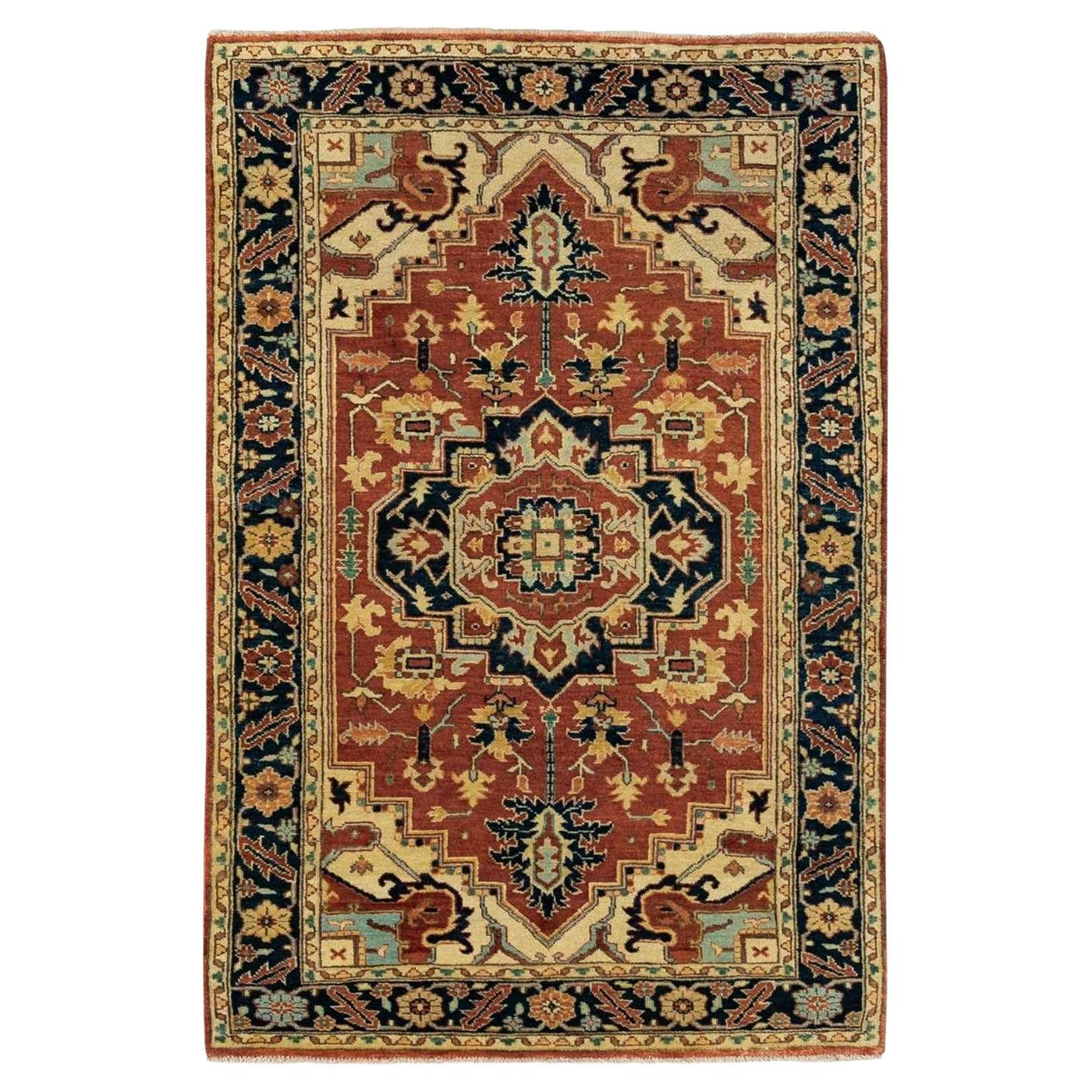 3
1 "x5
2" Weiche und geschmeidige Wolle Rot Antiquiert Heriz Re-Creation Handgeknüpfter Teppich