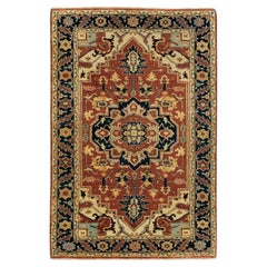 3'1 "x5'2" Weiche und geschmeidige Wolle Rot Antiquiert Heriz Re-Creation Handgeknüpfter Teppich